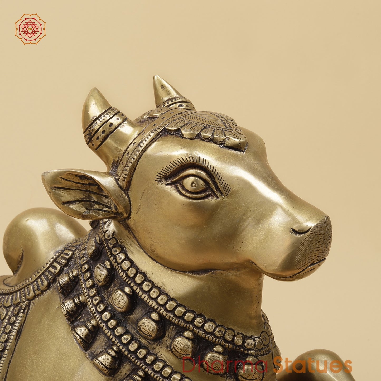 Brass Nandi Seated Fine, Antique Gold Finish 18”
