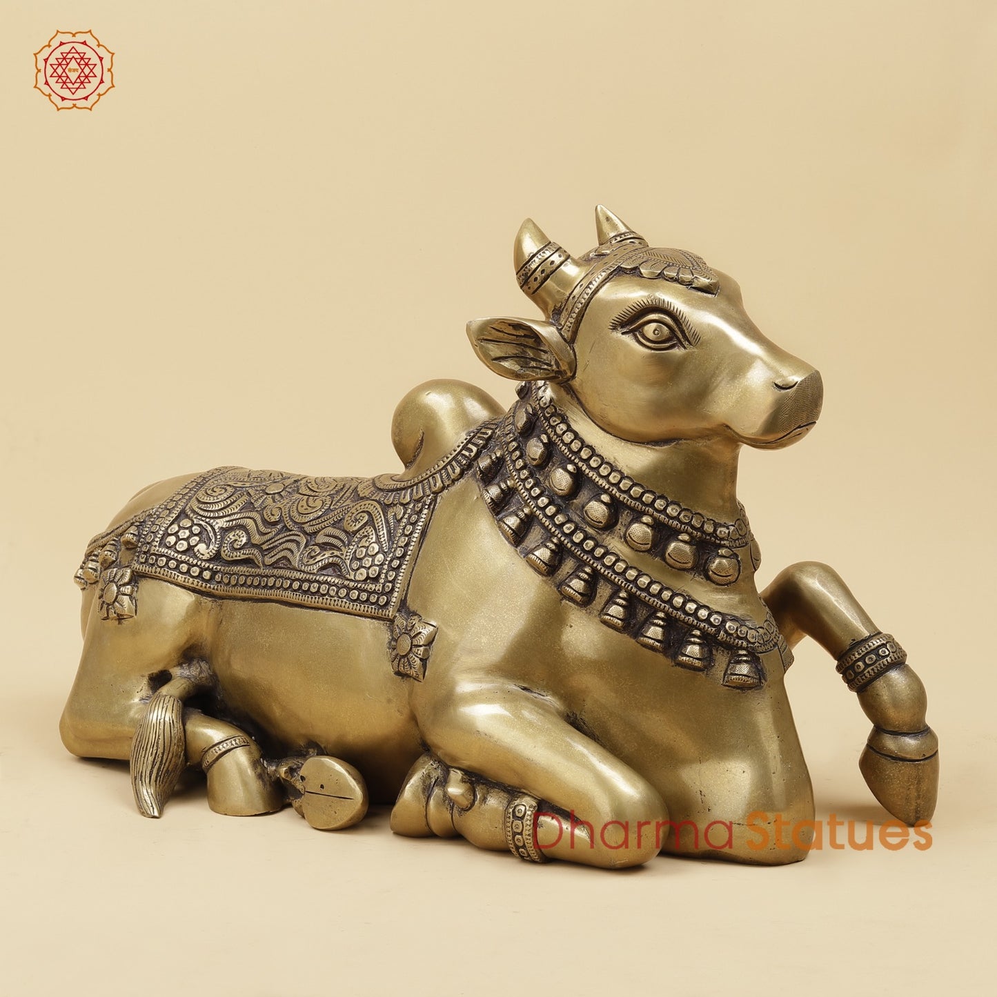 Brass Nandi Seated Fine, Antique Gold Finish 18”