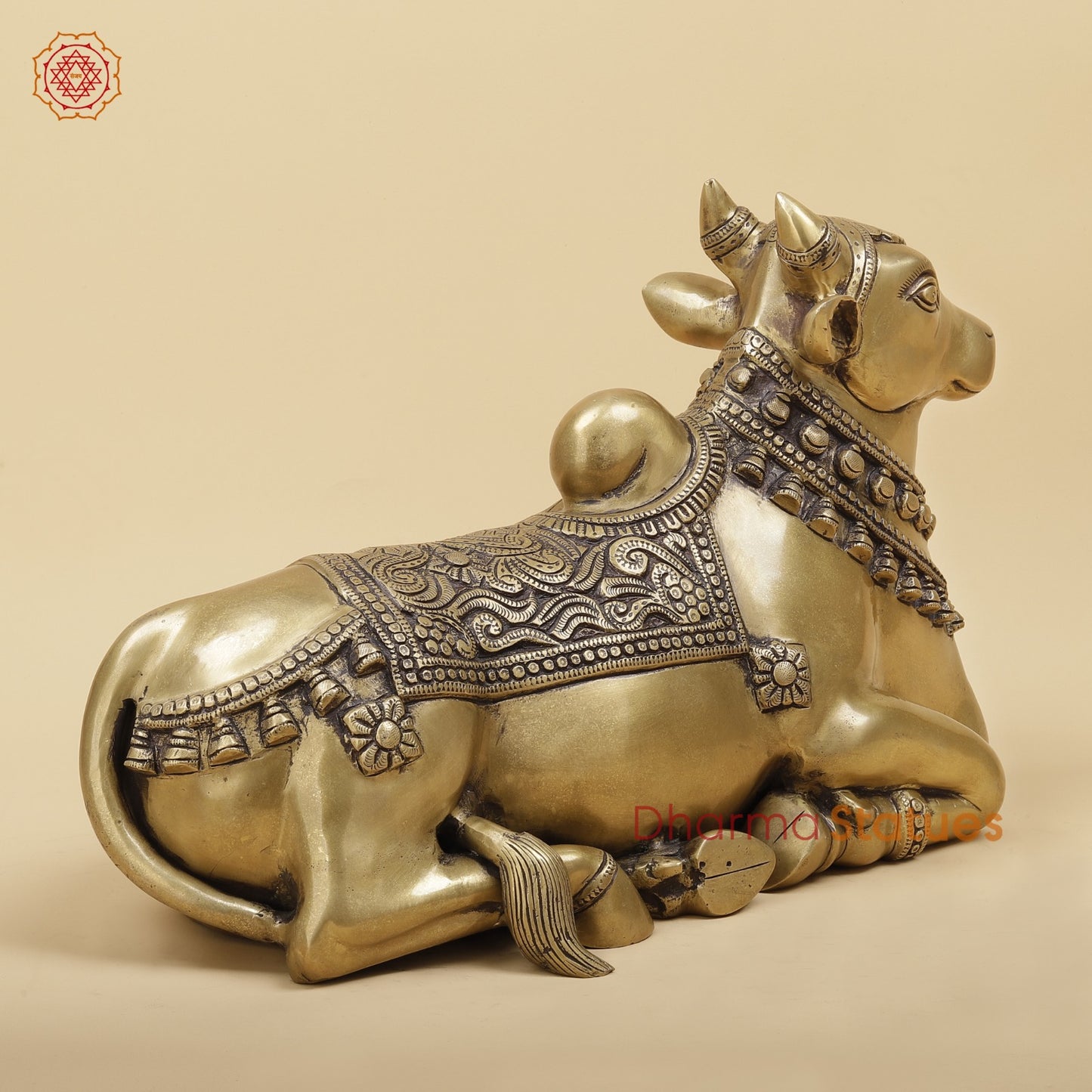 Brass Nandi Seated Fine, Antique Gold Finish 18”