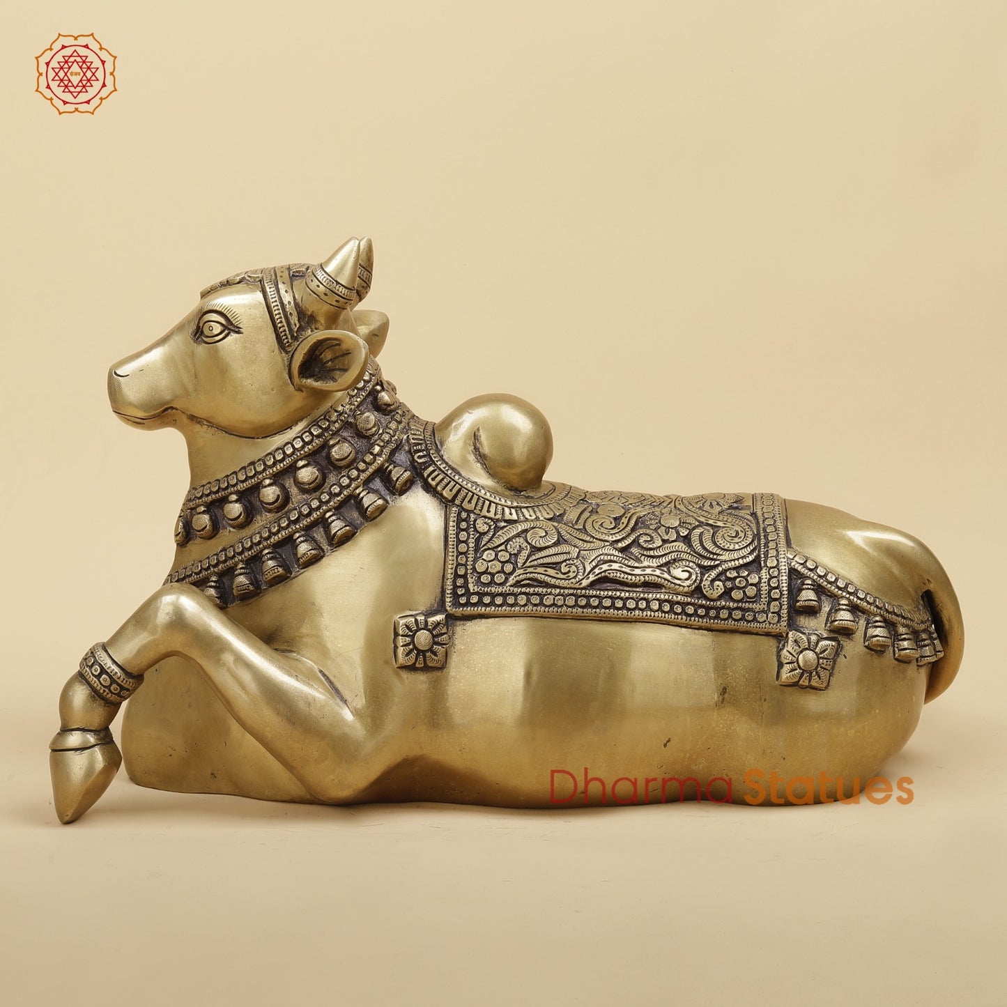 Brass Nandi Seated Fine, Antique Gold Finish 18”