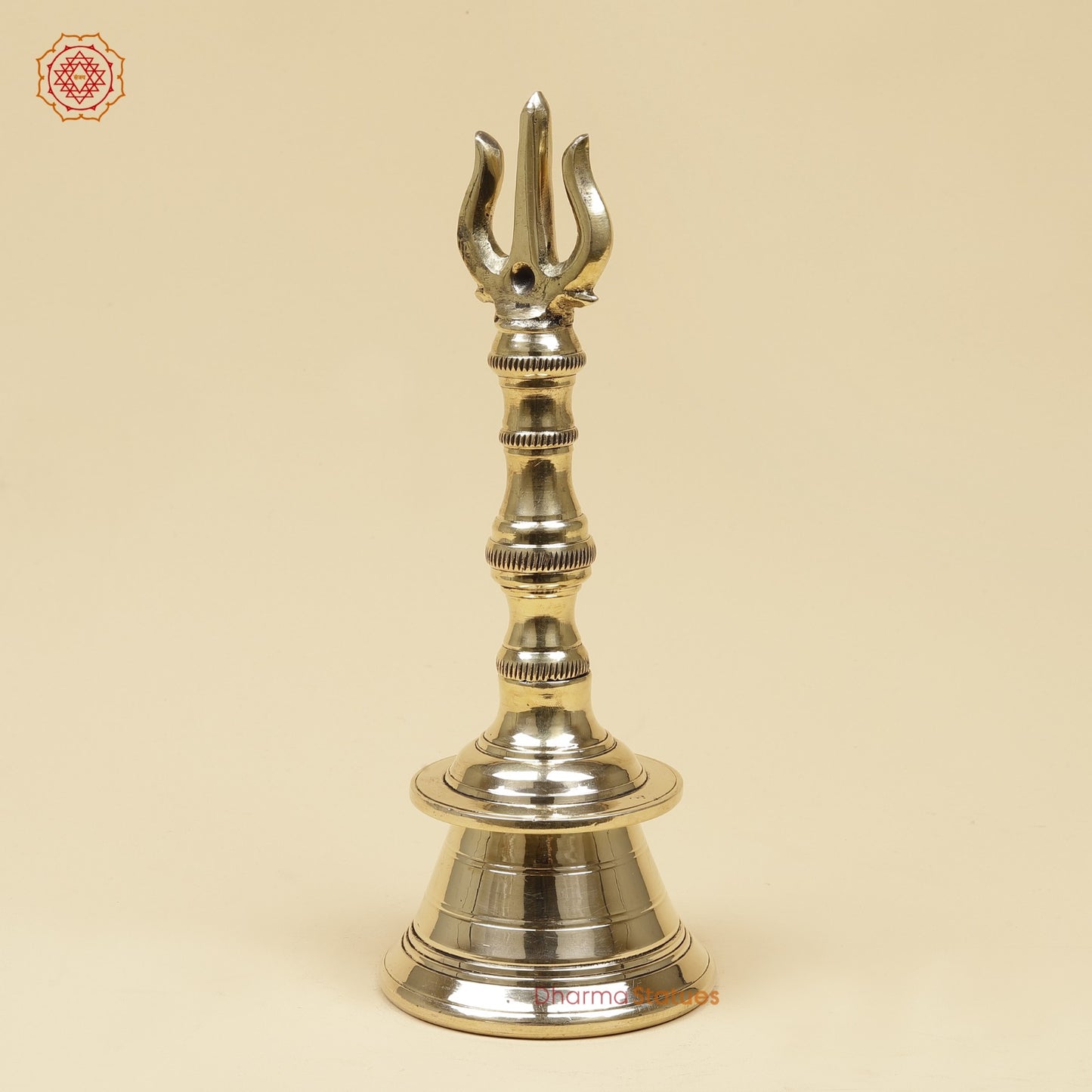 Bronze Trishul Hand Bell Fine, Smooth Finish 10”