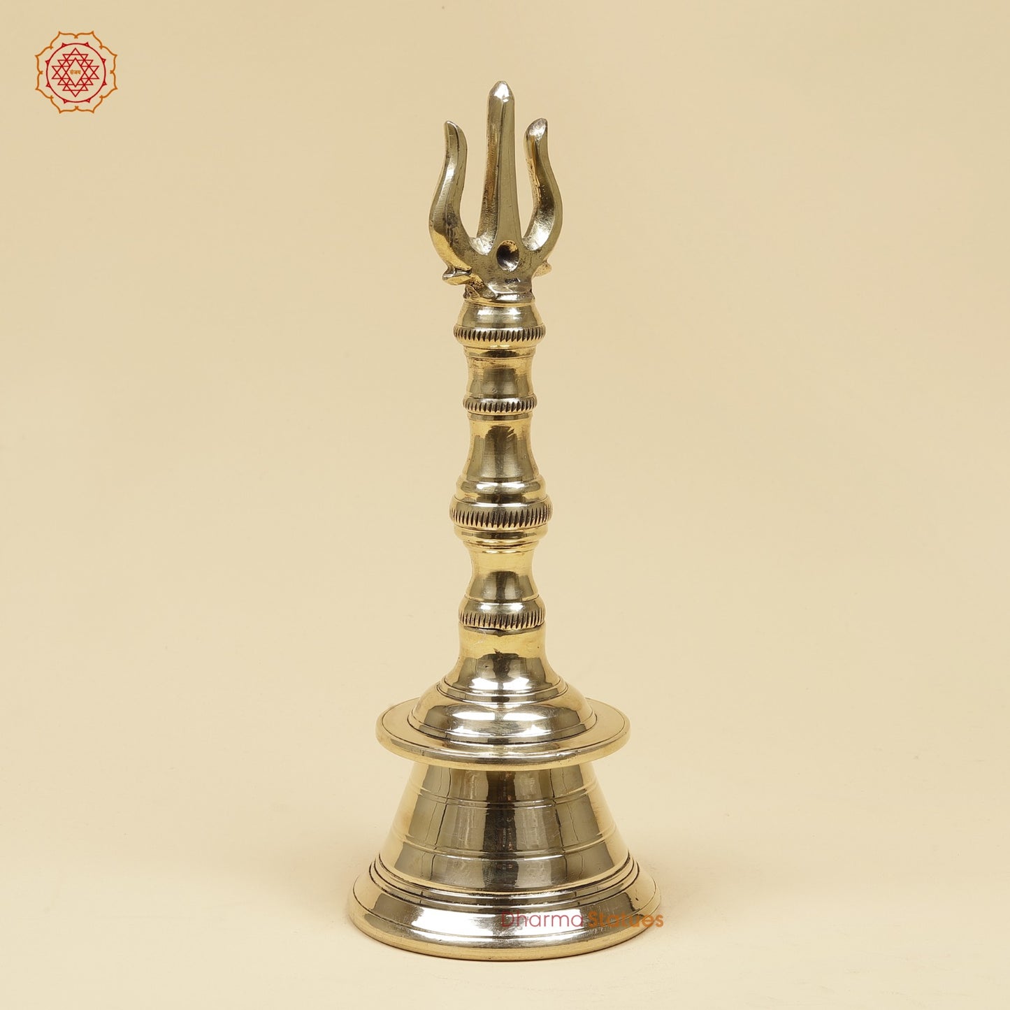 Bronze Trishul Hand Bell Fine, Smooth Finish 10”
