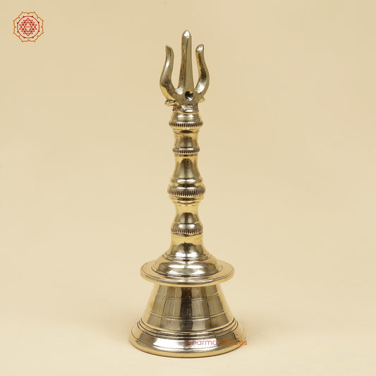 Bronze Trishul Hand Bell Fine, Smooth Finish 10”