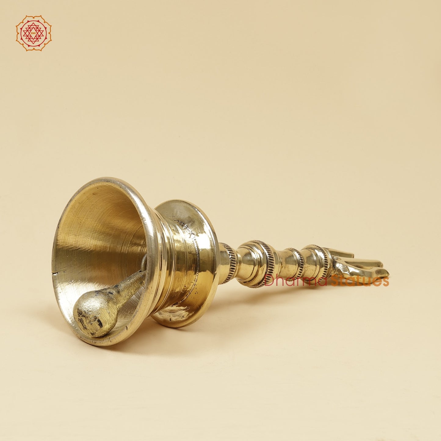 Bronze Trishul Hand Bell Fine, Smooth Finish 10”