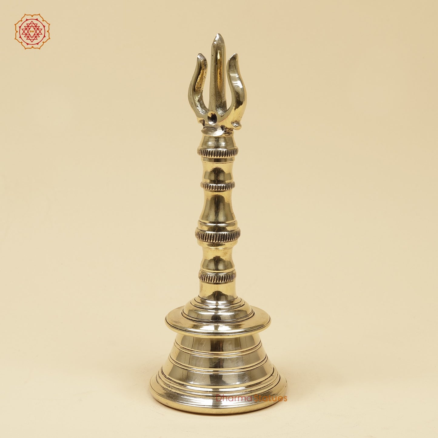 Bronze Trishul Hand Bell Fine, Smooth Finish 9”