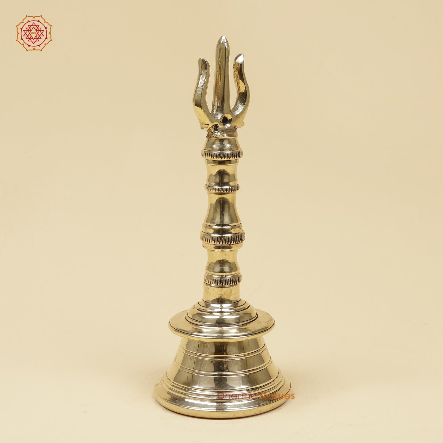Bronze Trishul Hand Bell Fine, Smooth Finish 9”