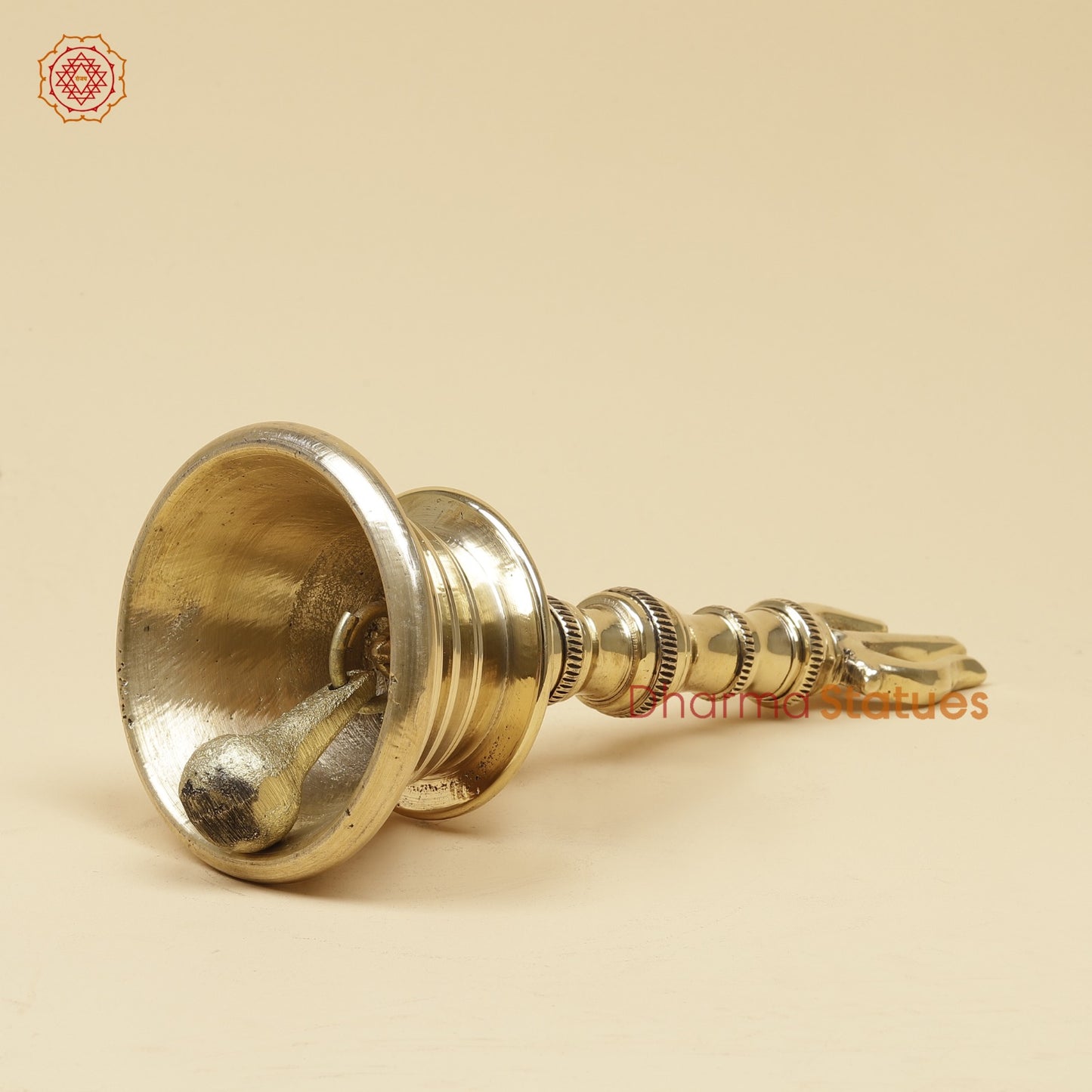 Bronze Trishul Hand Bell Fine, Smooth Finish 9”