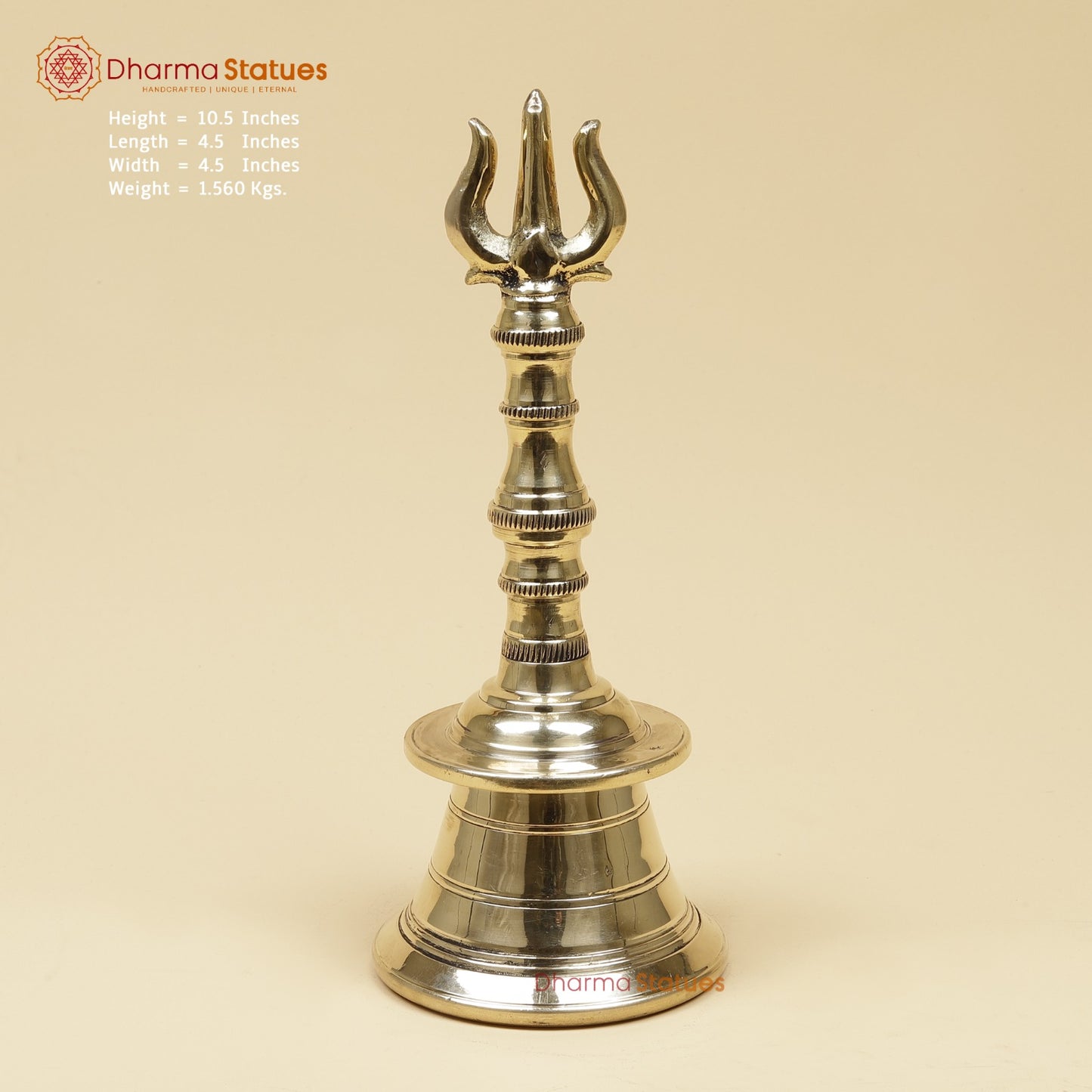 Bronze Trishul Hand Bell Fine, Smooth Finish 11”