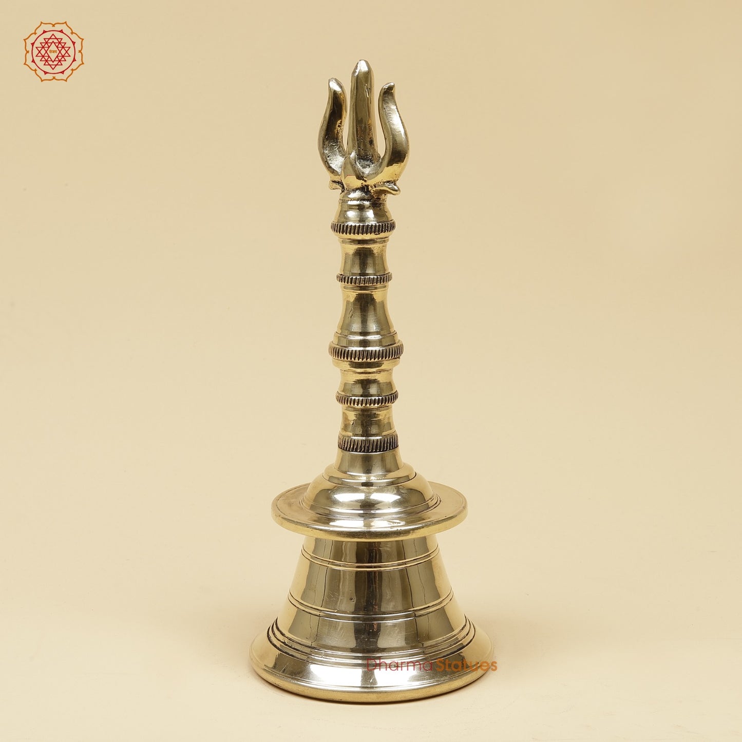 Bronze Trishul Hand Bell Fine, Smooth Finish 11”
