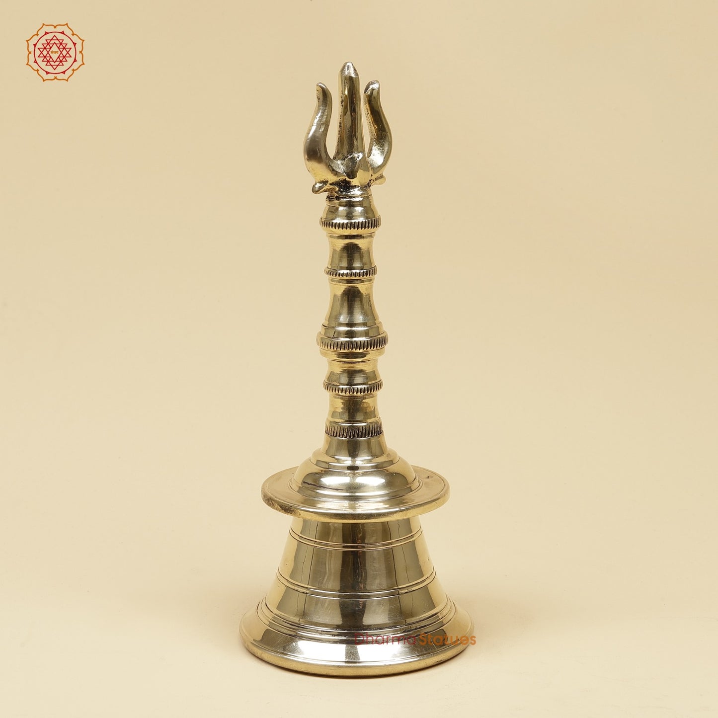 Bronze Trishul Hand Bell Fine, Smooth Finish 11”