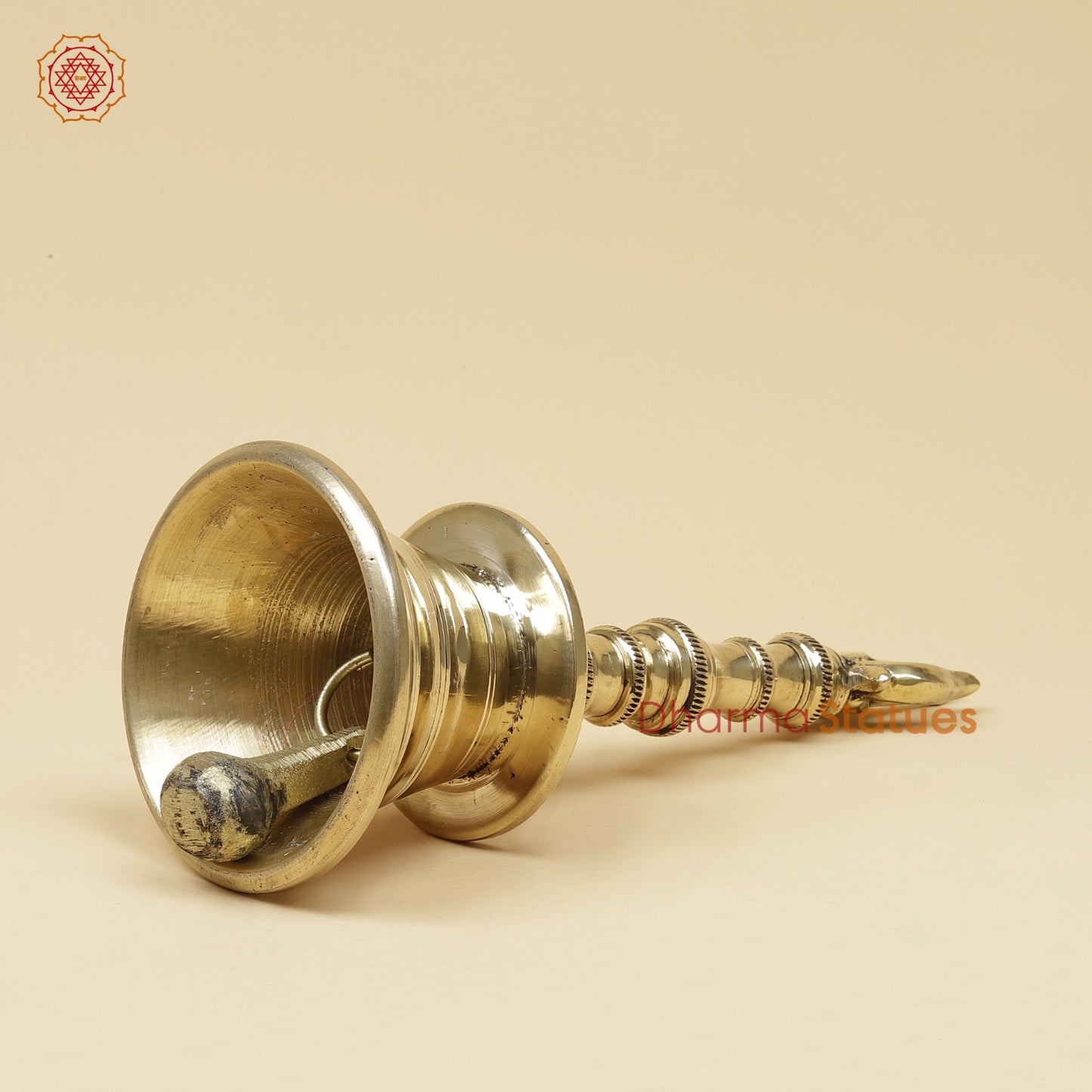 Bronze Trishul Hand Bell Fine, Smooth Finish 11”