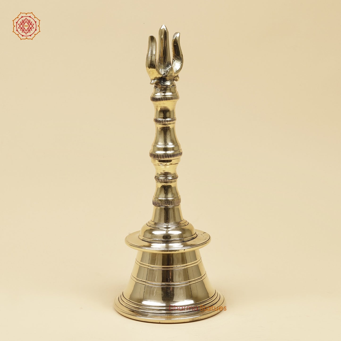 Bronze Trishul Hand Bell Fine, Smooth Finish 12”