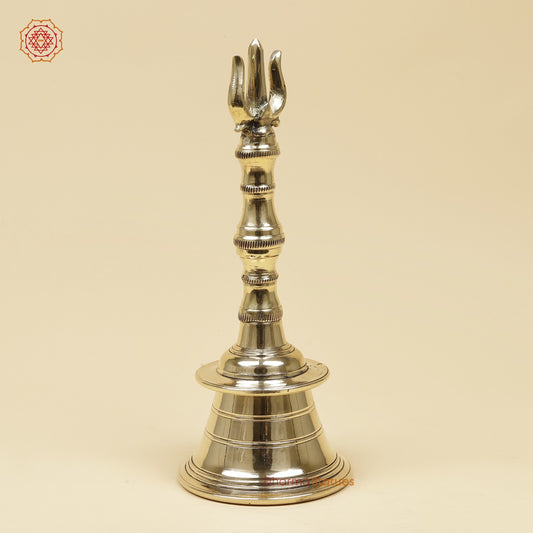 Bronze Trishul Hand Bell Fine, Smooth Finish 12”