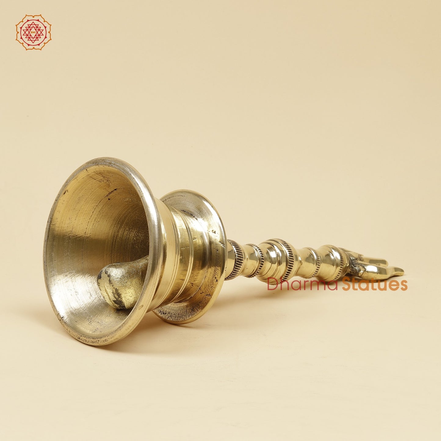 Bronze Trishul Hand Bell Fine, Smooth Finish 12”