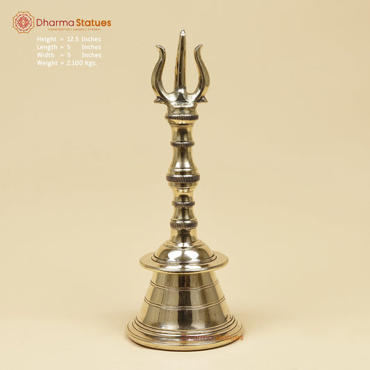 Bronze Trishul Hand Bell Fine, Smooth Finish 13”