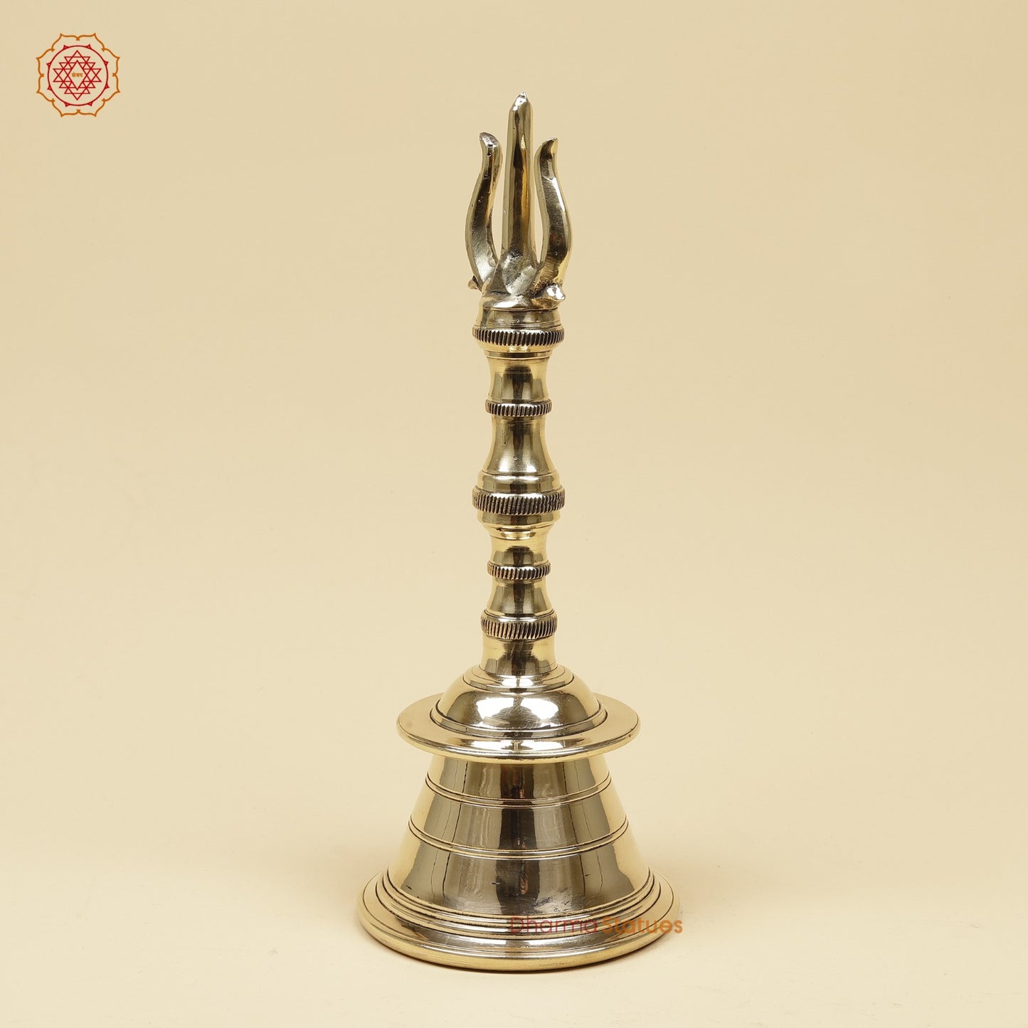 Bronze Trishul Hand Bell Fine, Smooth Finish 13”