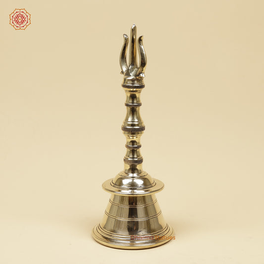 Bronze Trishul Hand Bell Fine, Smooth Finish 13”