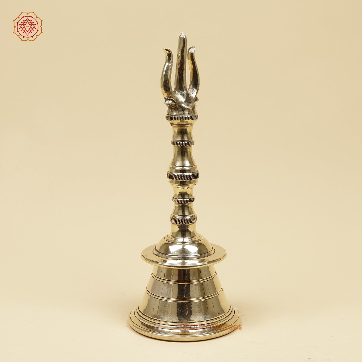 Bronze Trishul Hand Bell Fine, Smooth Finish 13”