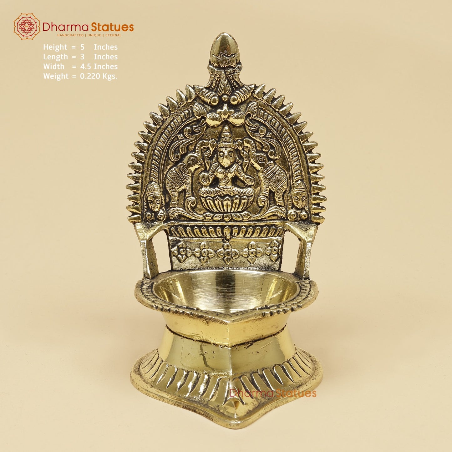 Brass Gaj Lakshmi Diya Fine 5”
