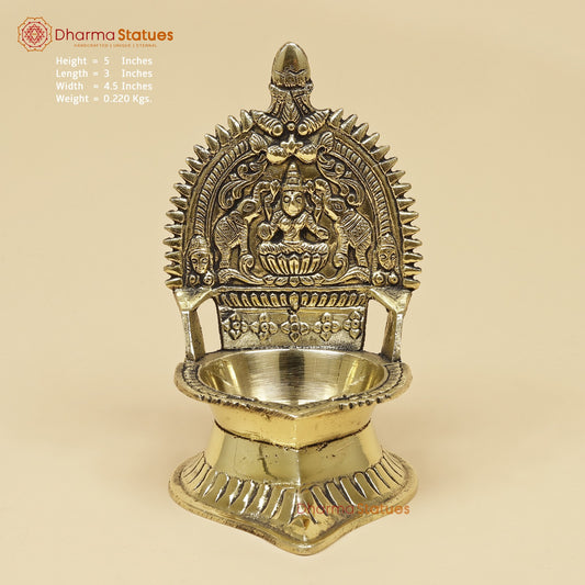 Brass Gaj Lakshmi Diya Fine 5”