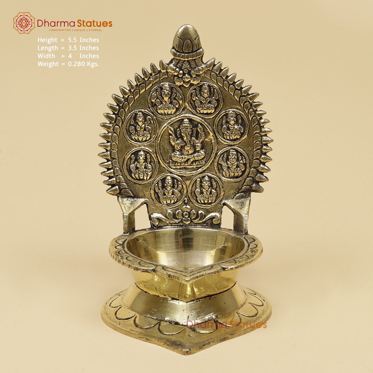 Brass Asht Ganesh Diya Fine 6”