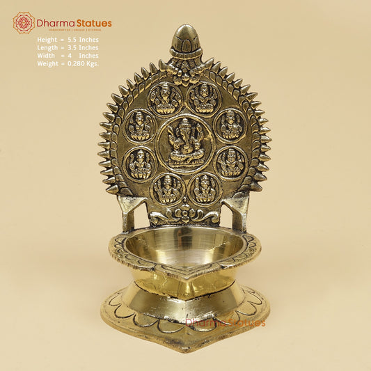 Brass Asht Ganesh Diya Fine 6”