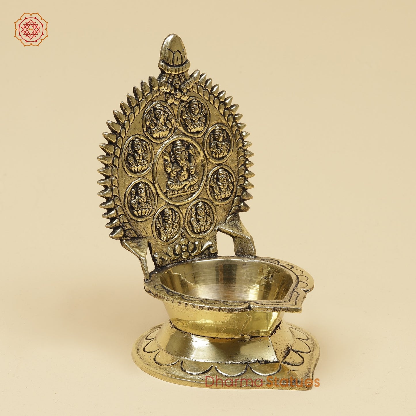 Brass Asht Ganesh Diya Fine 6”