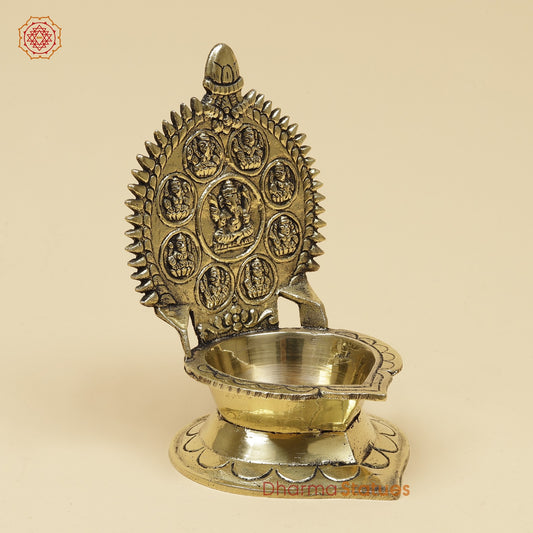 Brass Asht Ganesh Diya Fine 6”