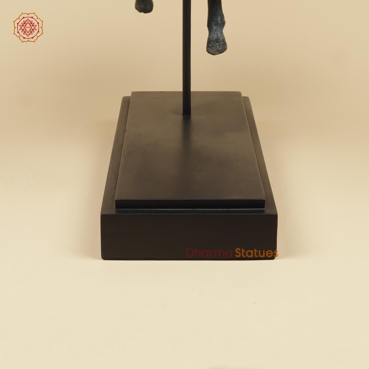 Bronze Unicorn With Wooden Stand , Natural Patina 20” Origin - Java, Indonesia
