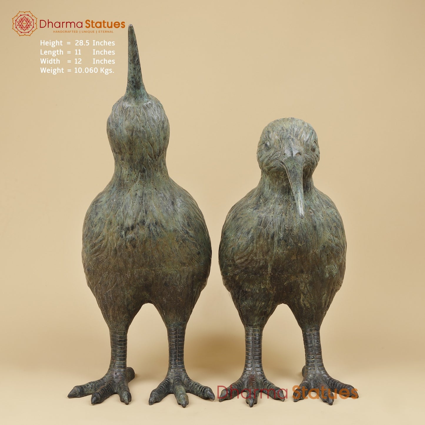 Bronze Kiwi Couple Set, Natural Patina 29” (Rare Find) Origin- Java, Indonesia