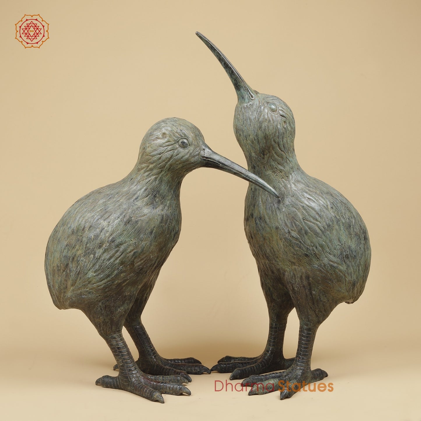 Bronze Kiwi Couple Set, Natural Patina 29” (Rare Find) Origin- Java, Indonesia