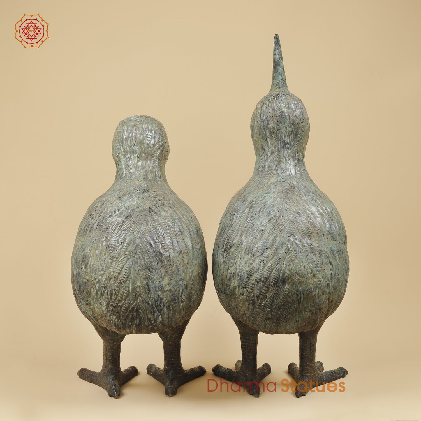 Bronze Kiwi Couple Set, Natural Patina 29” (Rare Find) Origin- Java, Indonesia