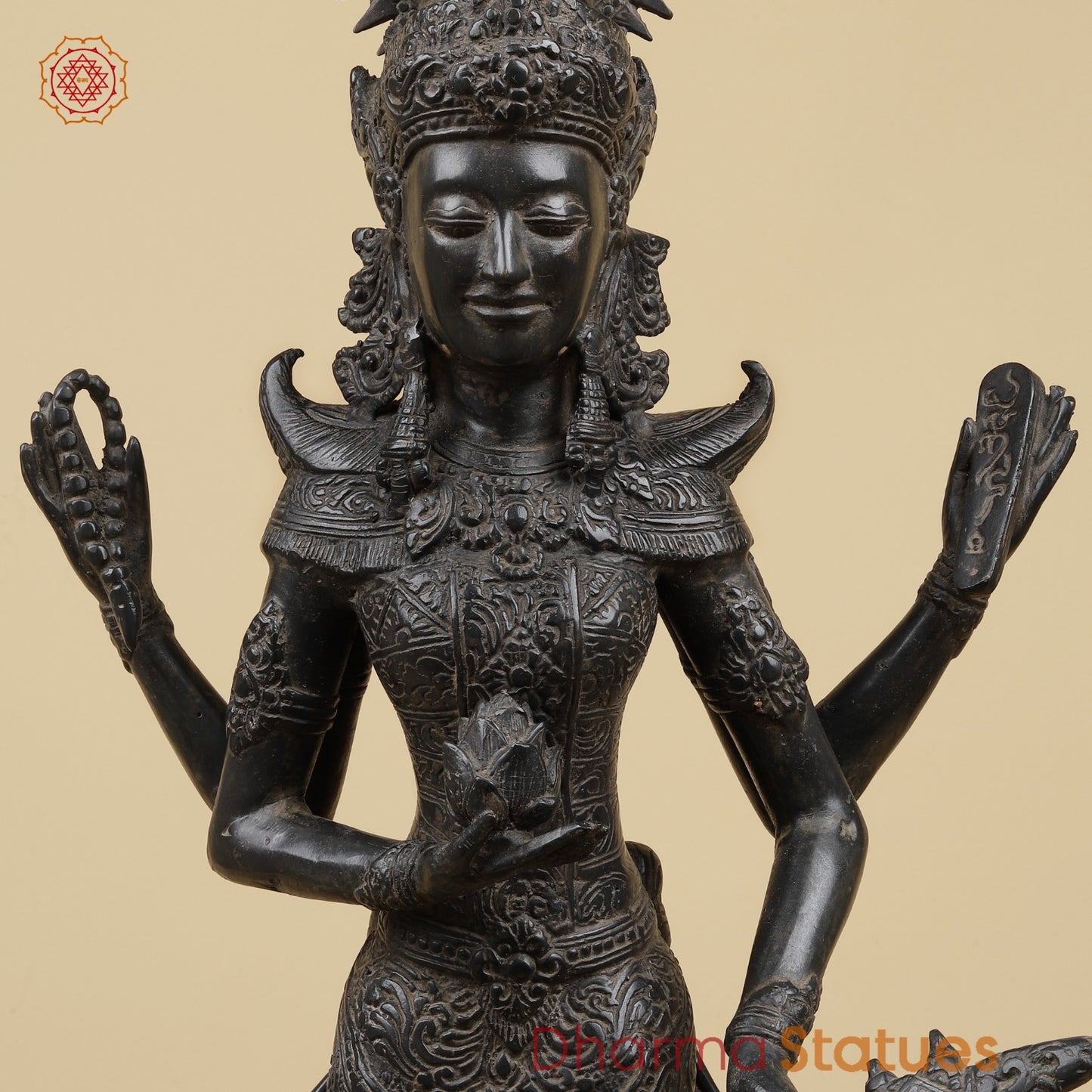 Bronze Saraswati On swan Fine, Natural Black Patina 31”