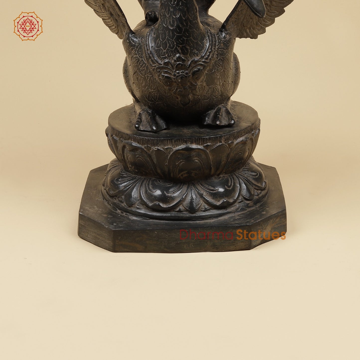 Bronze Saraswati On swan Fine, Natural Black Patina 31”