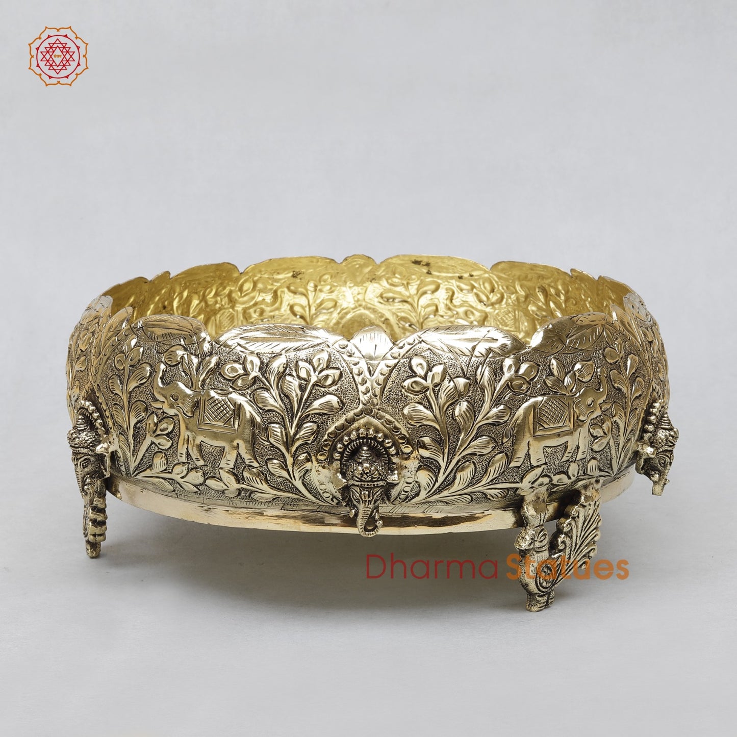 Brass Auspicious Ganesh Urli Bowl Fine 9”