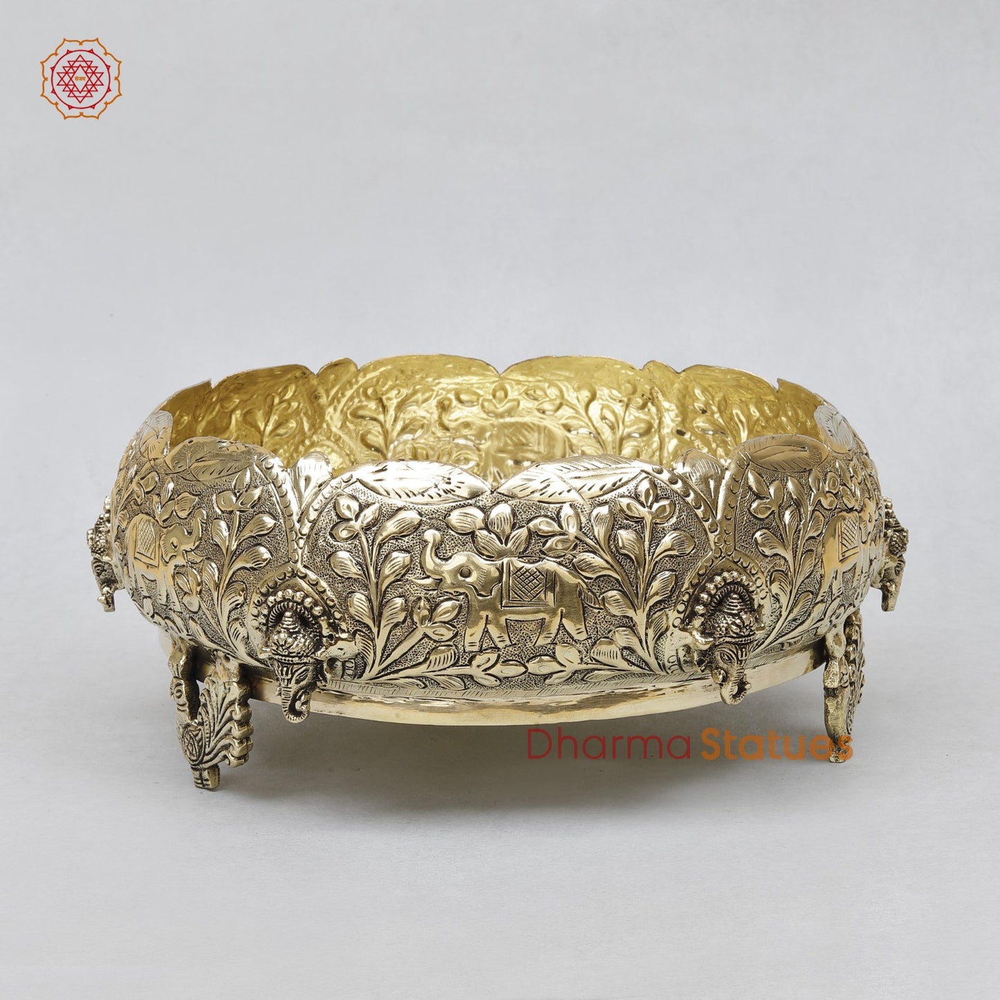 Brass Auspicious Ganesh Urli Bowl Fine 9”