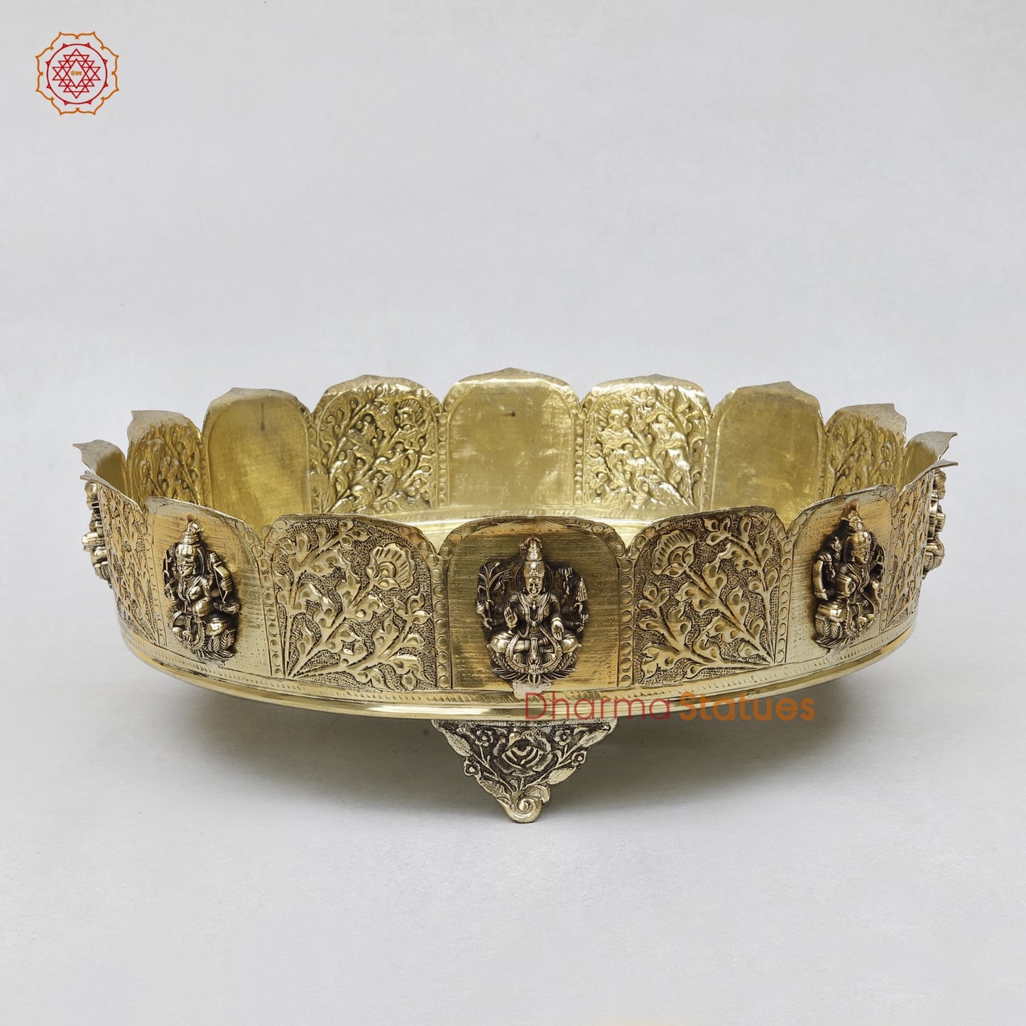 Brass Auspicious fine Ashtlakshmi Urli 13”