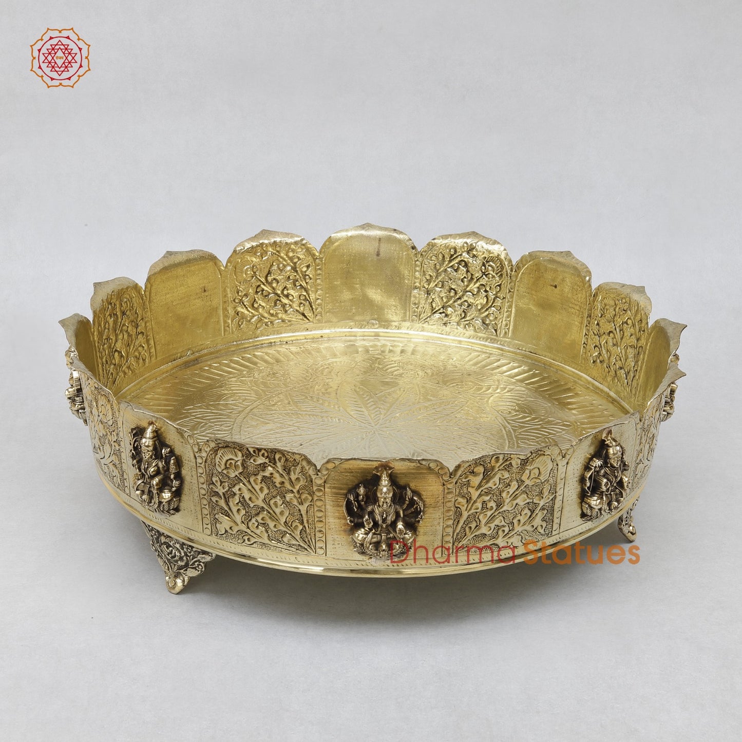 Brass Auspicious fine Ashtlakshmi Urli 13”