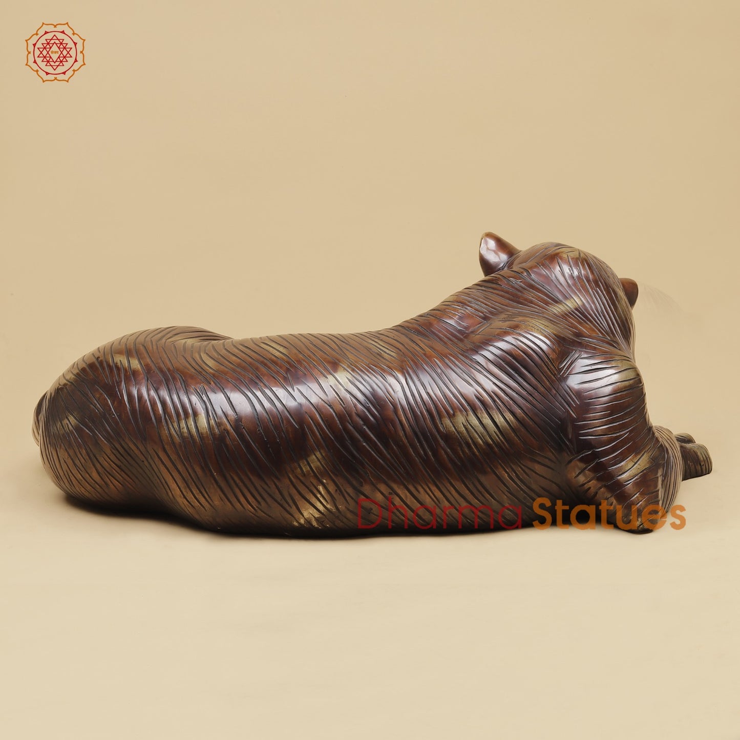 Brass Tiger Resting Fine, Antique Finish 23”
