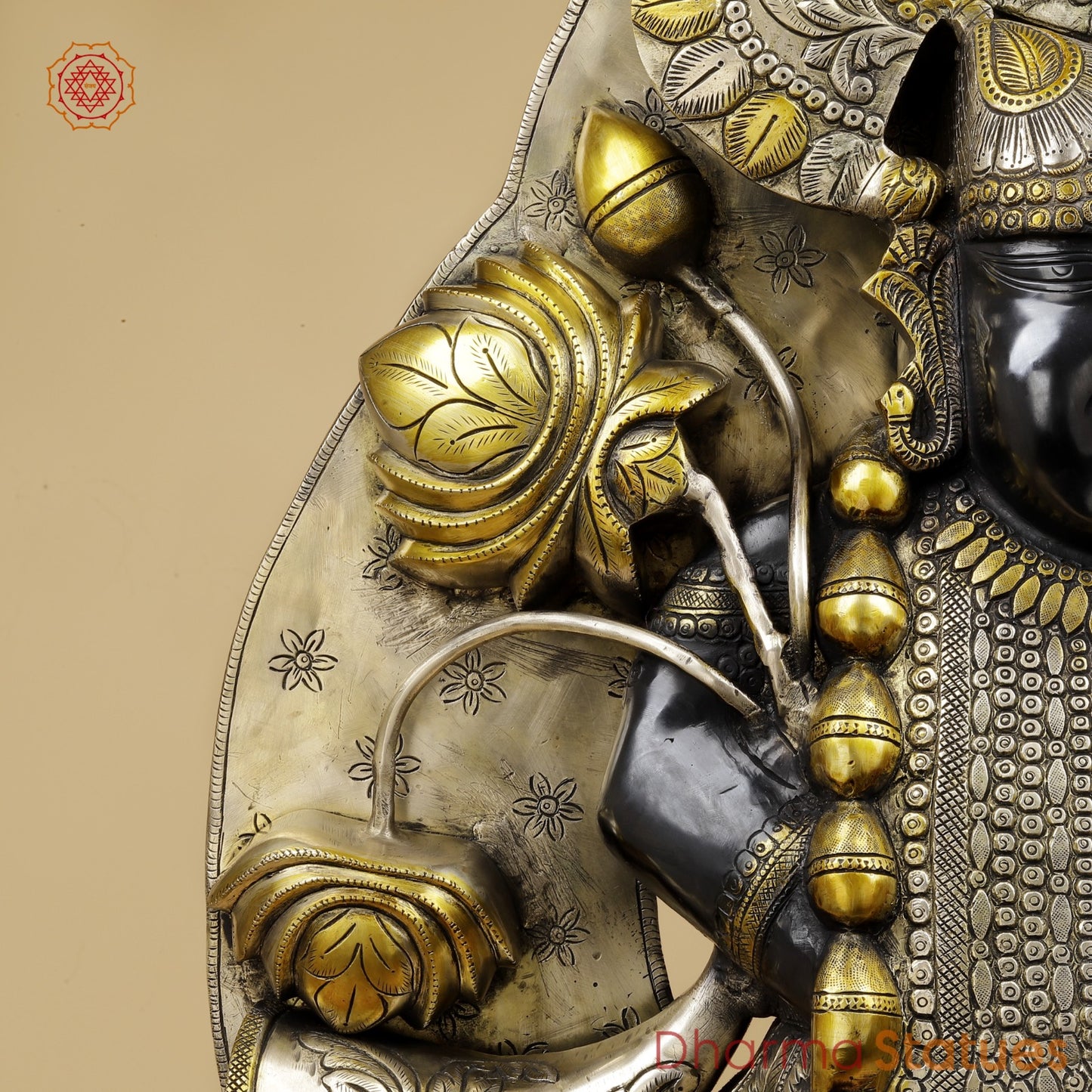 Brass Srinath Ji standing With Arch Fine, Black And Gold finish 36”