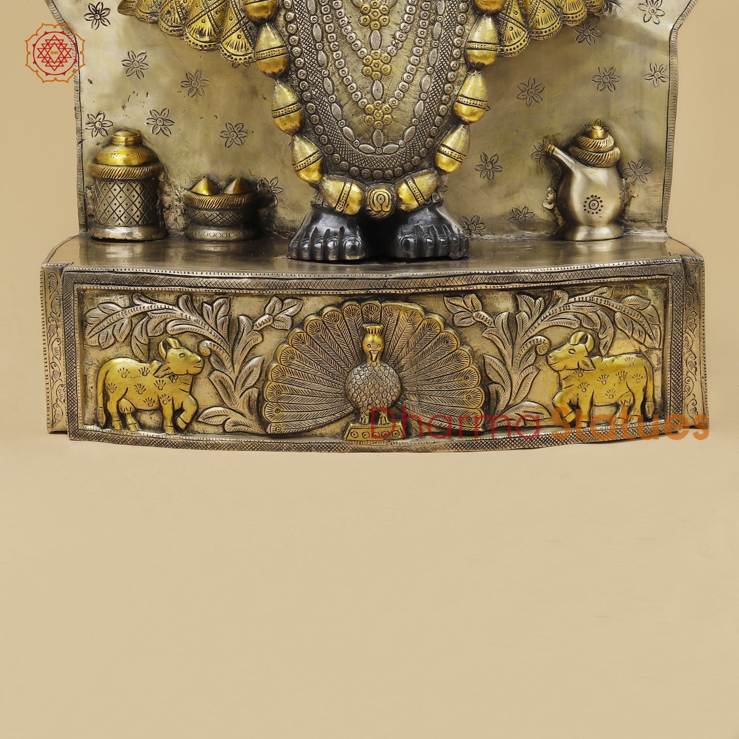Brass Srinath Ji standing With Arch Fine, Black And Gold finish 36”