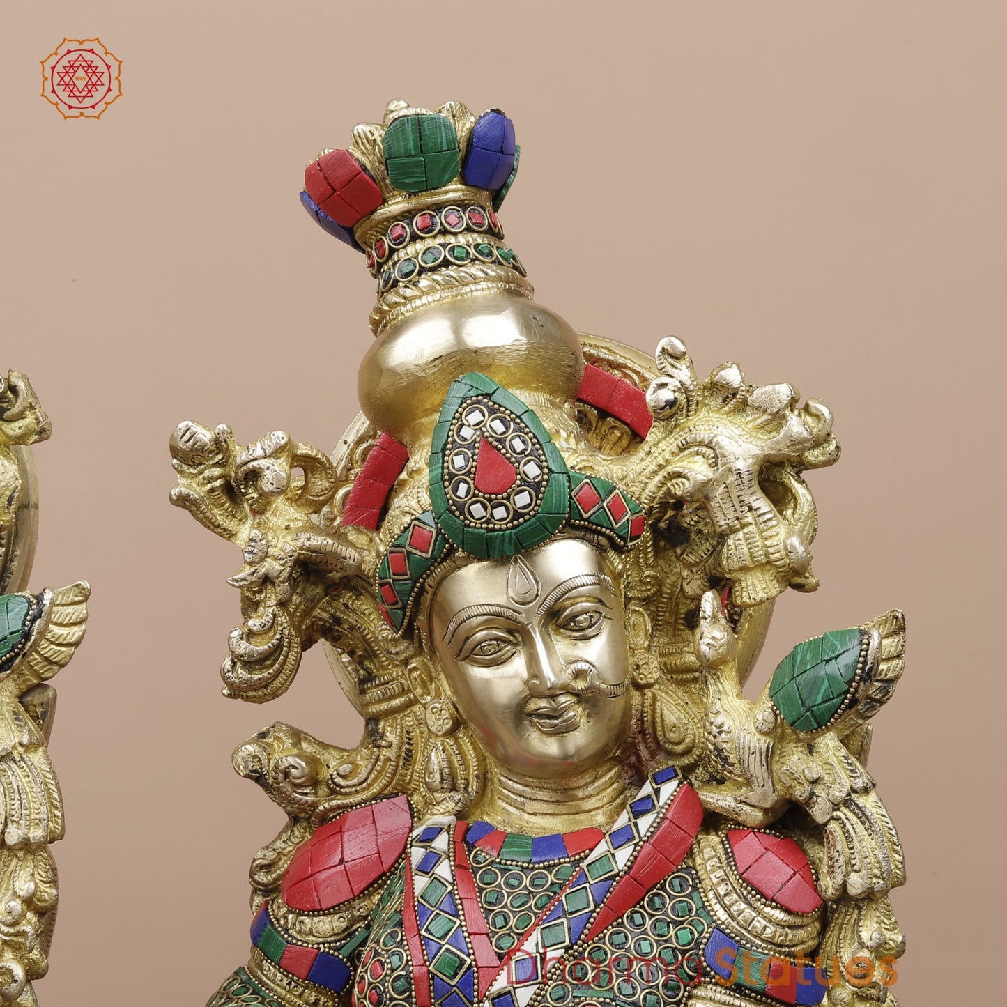 Brass Radha krishna Standing Fine, Stone work 30”