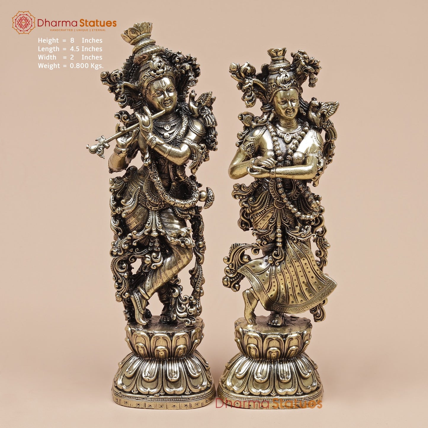 Brass Radha Krishna Fine 8”