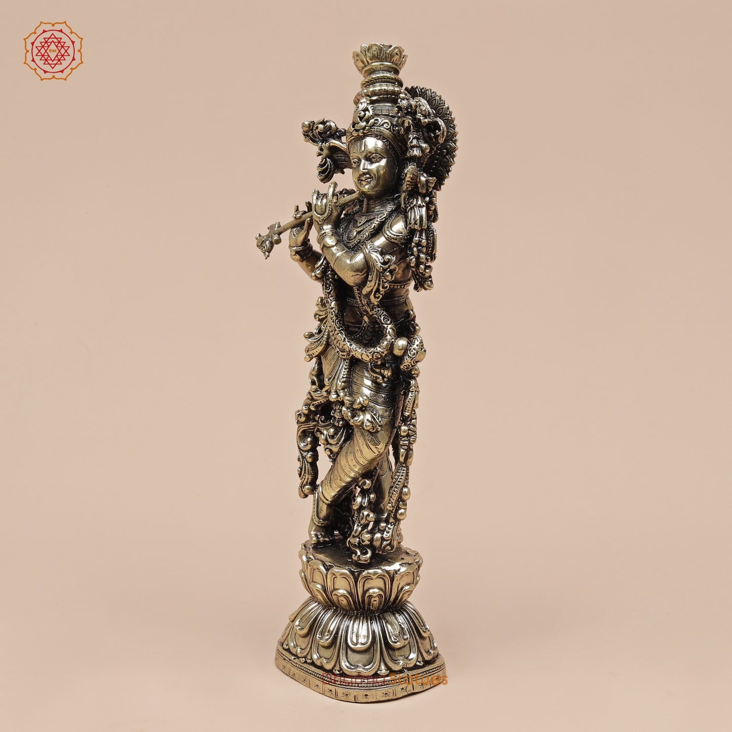 Brass Krishna Standing Fine 8”