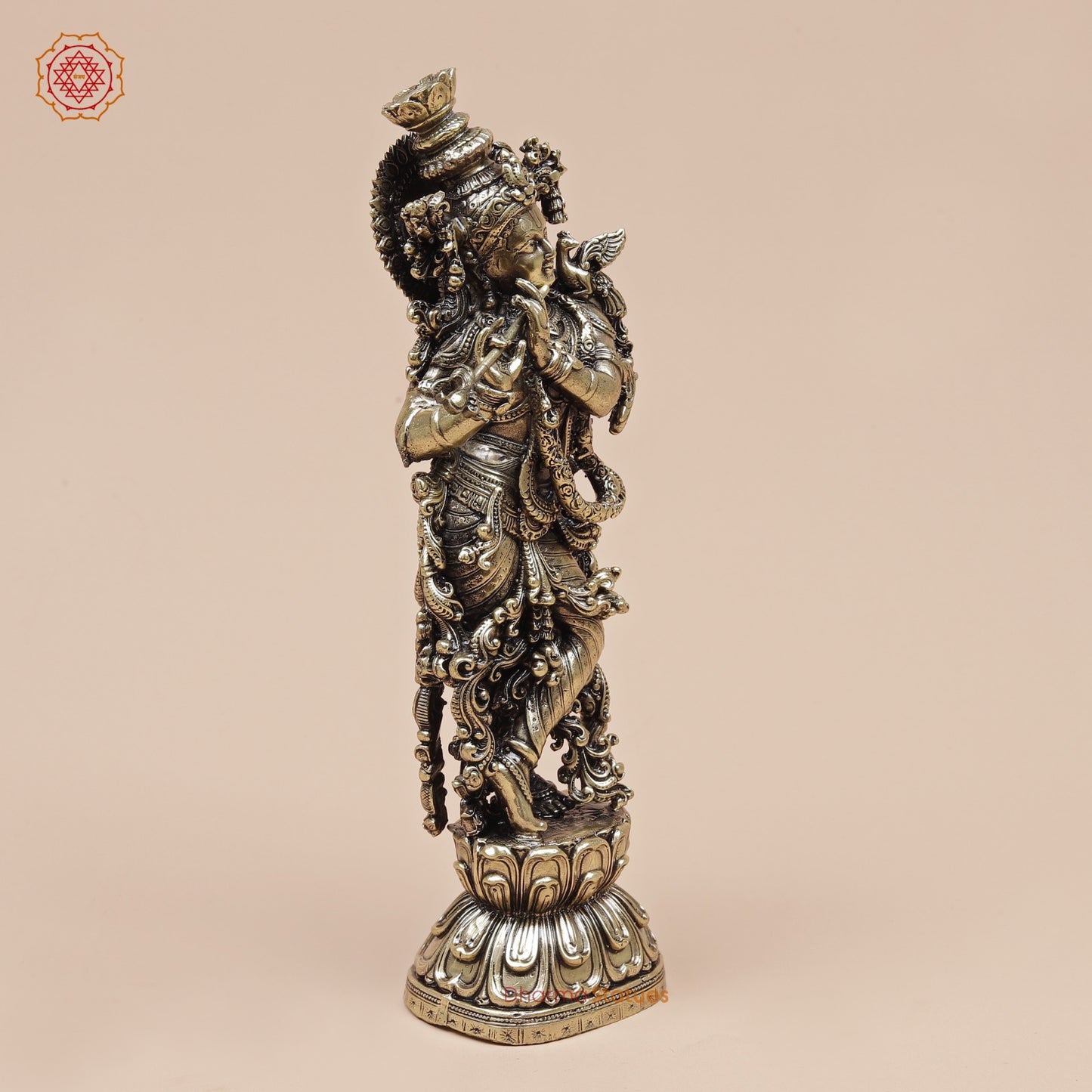 Brass Krishna Standing Fine 8”
