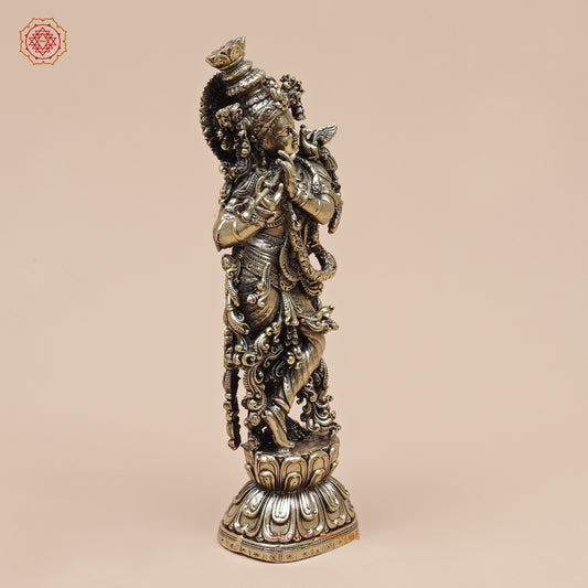 Brass Krishna Standing Fine 8”