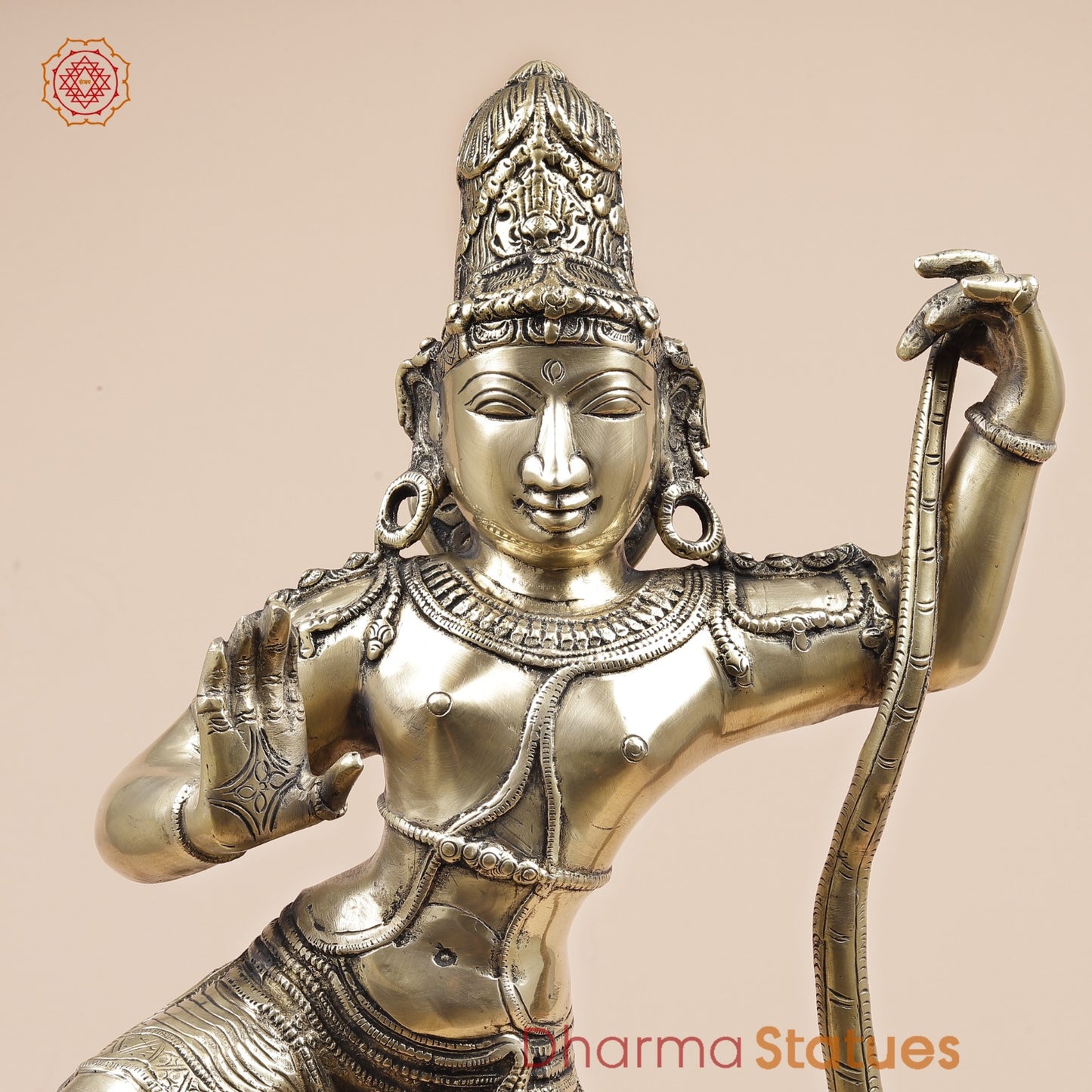 Brass Kalinga Krishna Dancing On Snake Fine, Smooth Finish 30”