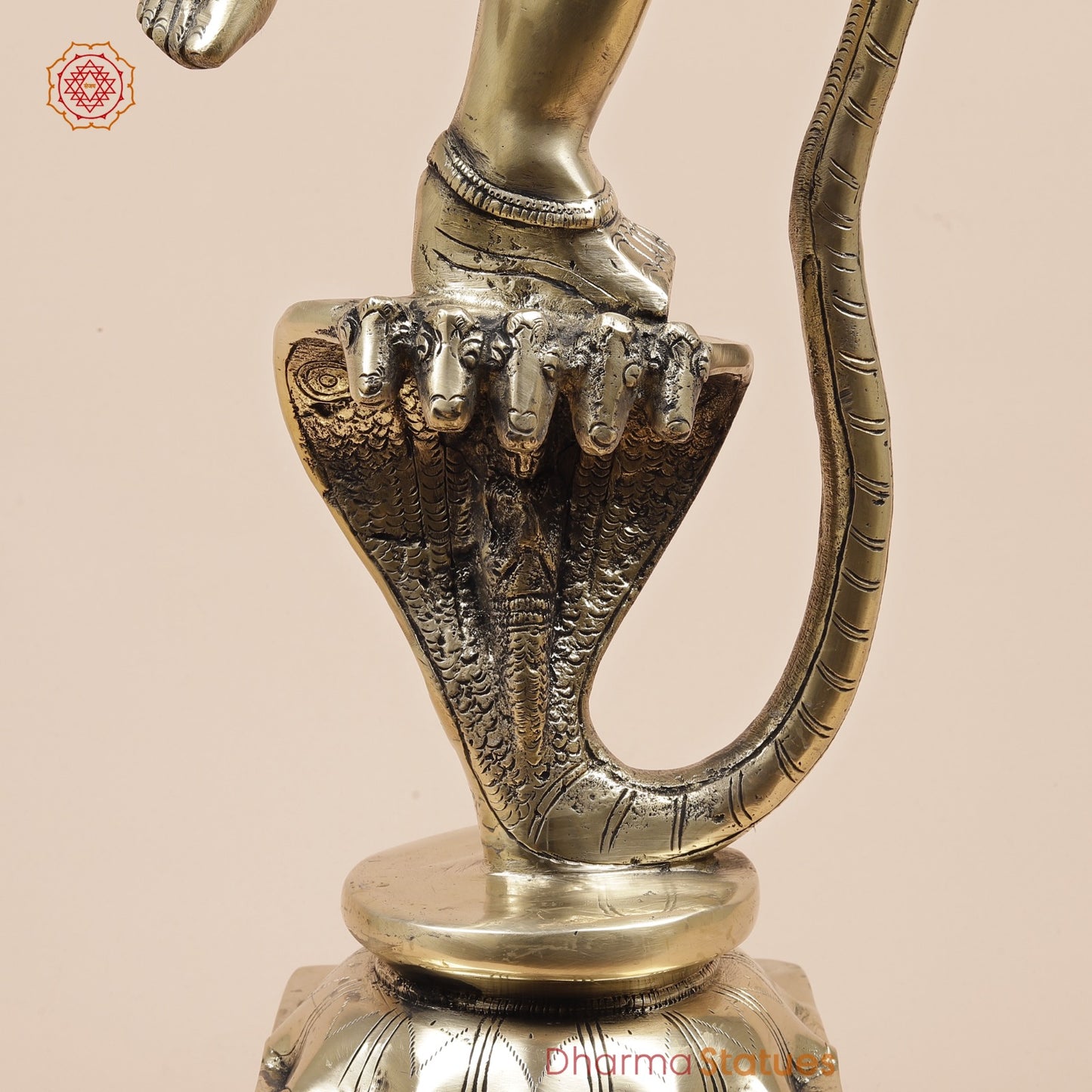 Brass Kalinga Krishna Dancing On Snake Fine, Smooth Finish 30”