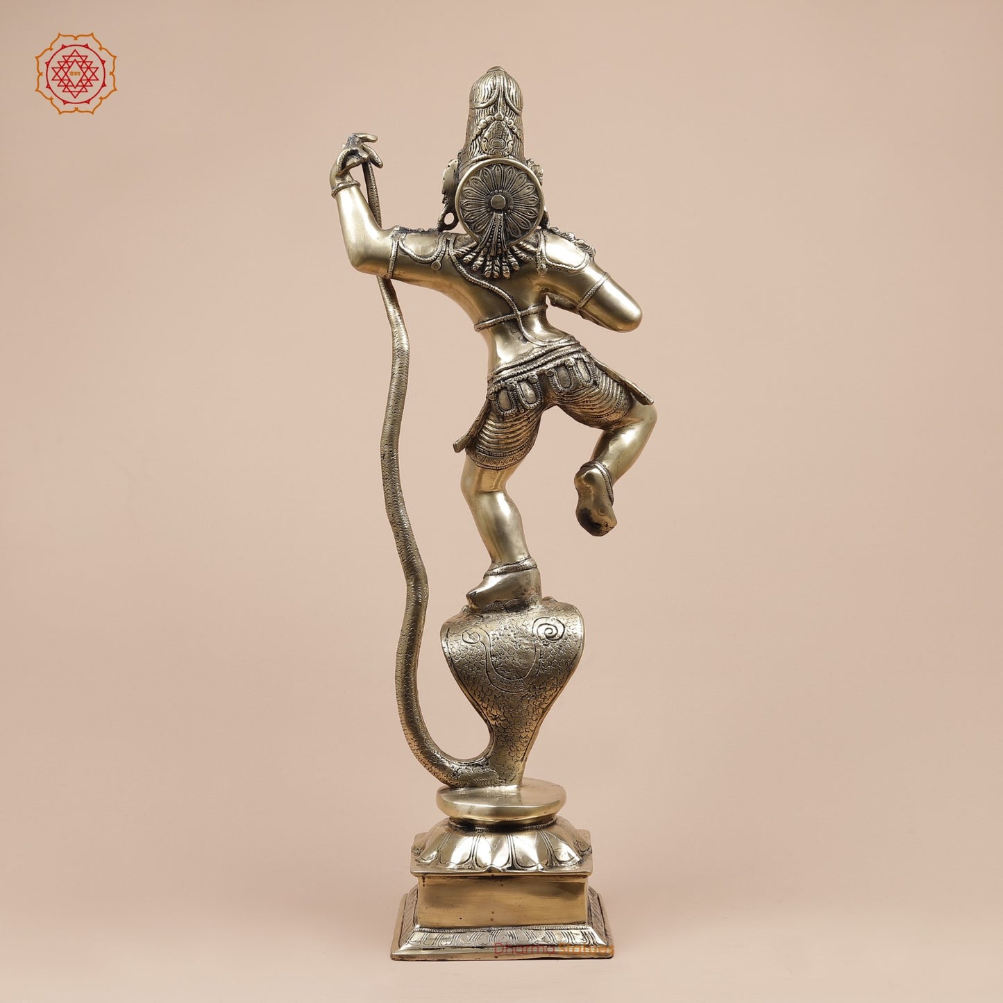 Brass Kalinga Krishna Dancing On Snake Fine, Smooth Finish 30”