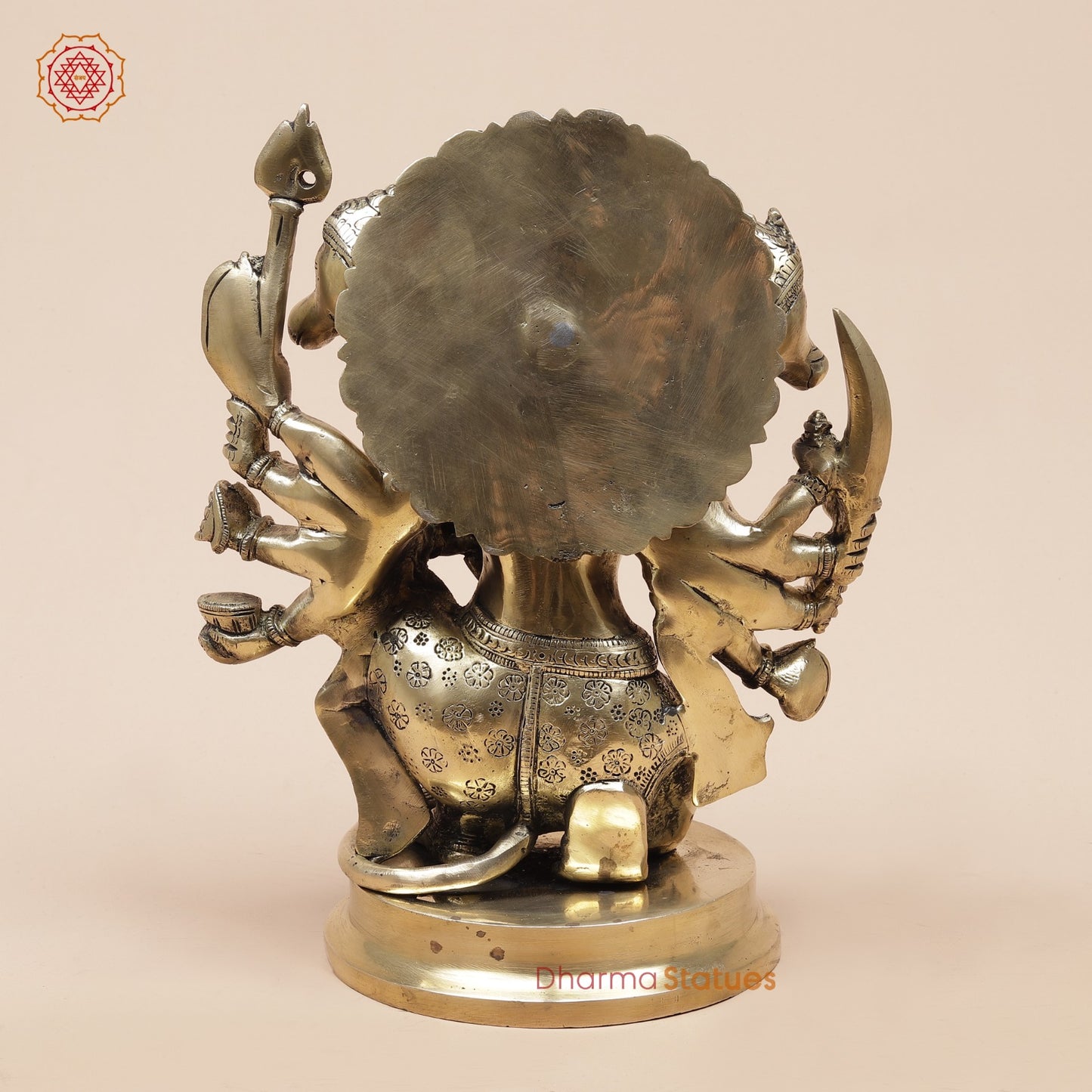 Brass Panchmukhi Hanuman Seated Fine, Smooth Finish 11”